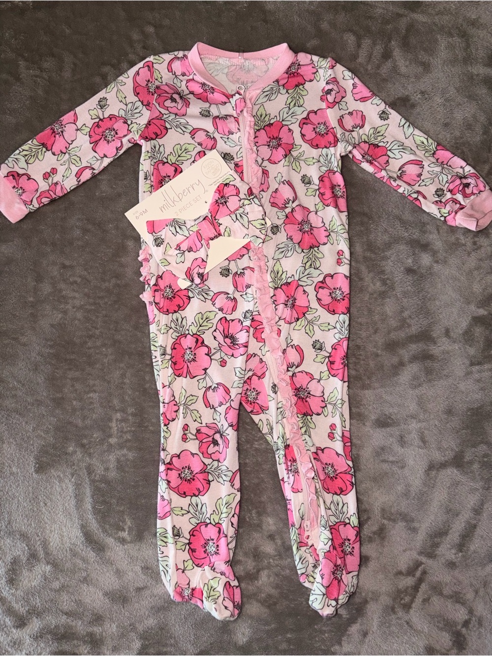 Milkberry floral footie 6/9M